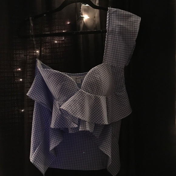 Blue and white one sleeve top - Picture 1 of 1